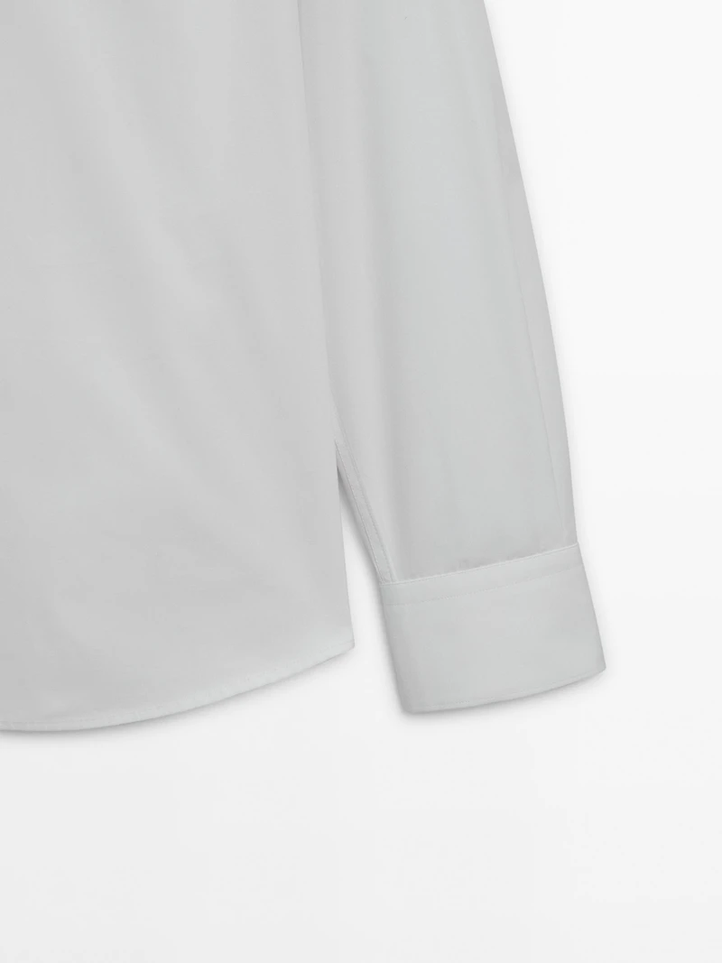 Chemise slim en popeline 100 % coton