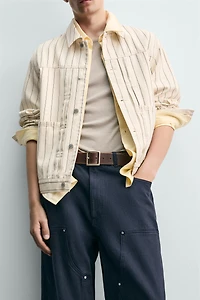 RELAXED FIT PINSTRIPE JACKET