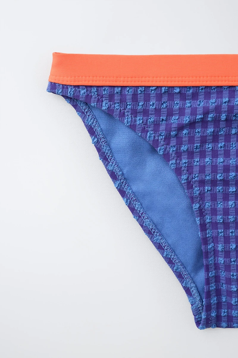 Gingham Bikini with Contrast Piping (Ages 6-14)