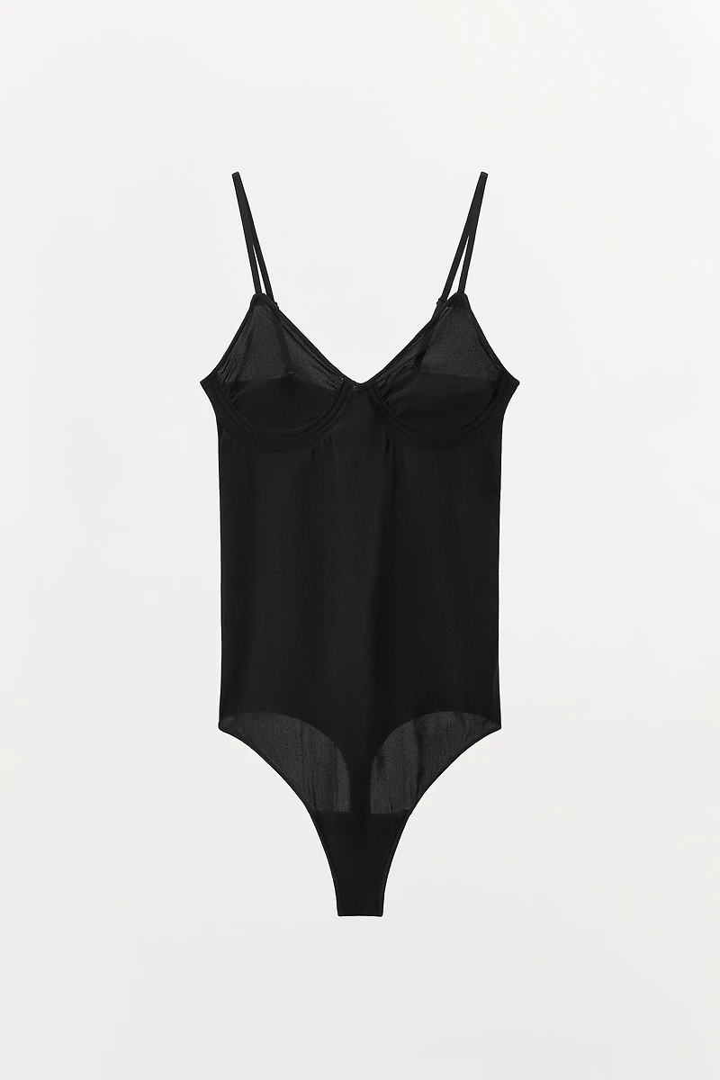 STRAPPY STOCKING BODSUIT WITH POLYAMIDE