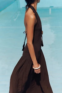 SMOCKED HALTER DRESS