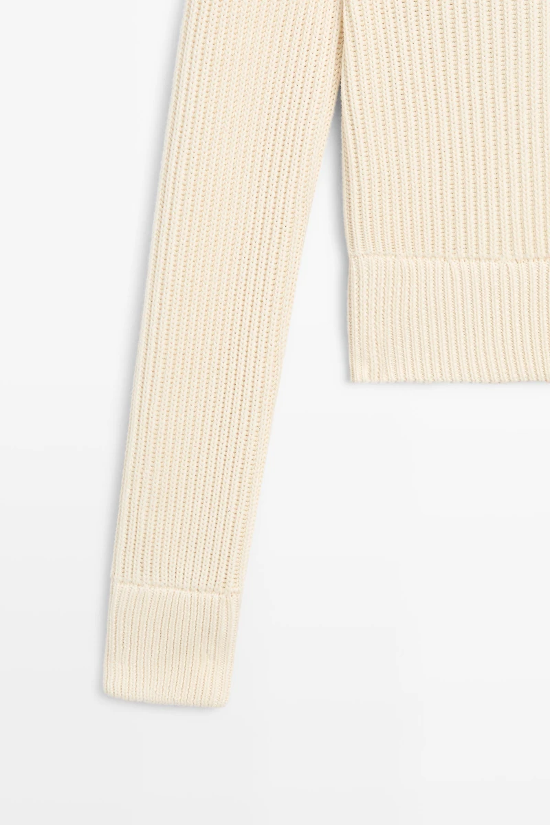 100% cotton purl knit cardigan