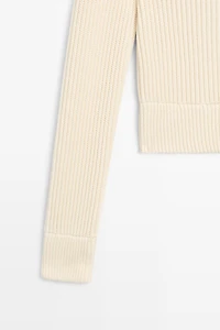 100% cotton purl knit cardigan