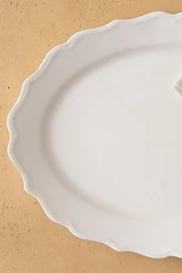 EARTHENWARE SERVING DISH WITH RAISED-DESIGN EDGE