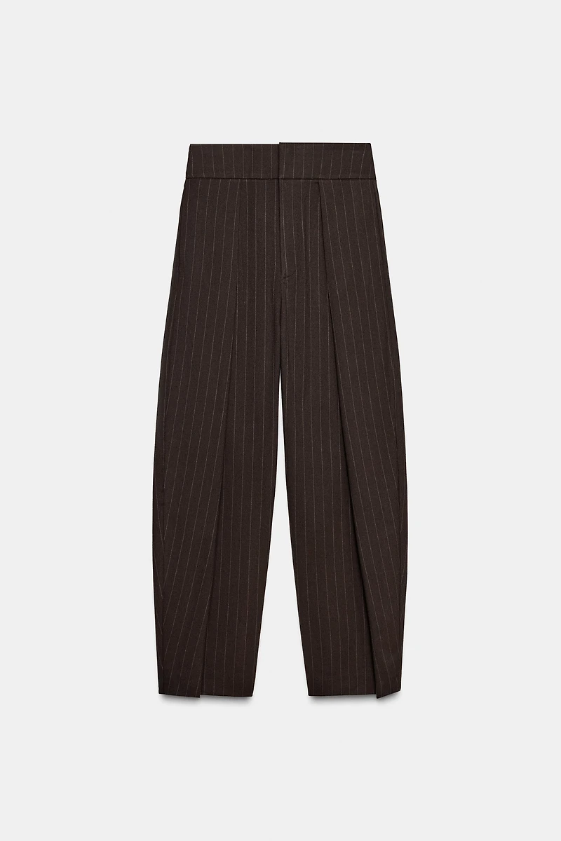 BALLOON STRIPED PLEATED PANTS