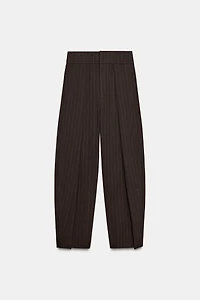 BALLOON STRIPED PLEATED PANTS