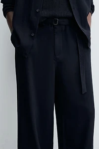 RELAXED FIT BELTED PANTS