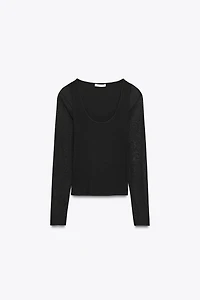 SEMI-SHEER COMBINATION T-SHIRT