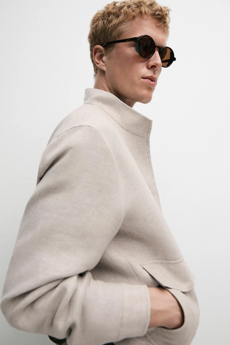 100% linen total look jacket with pockets