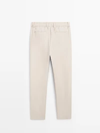 100% linen trousers with elasticated detail