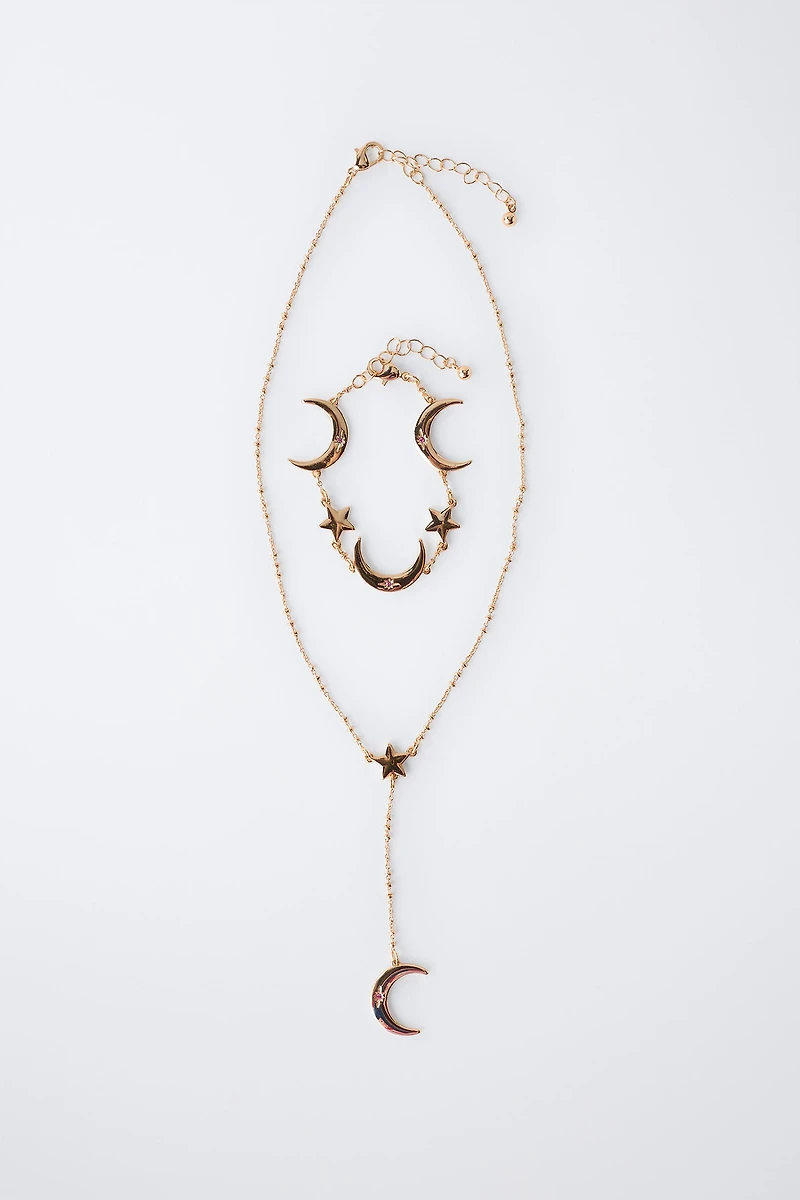 PARURE COLLIER ET BRACELET LUNE