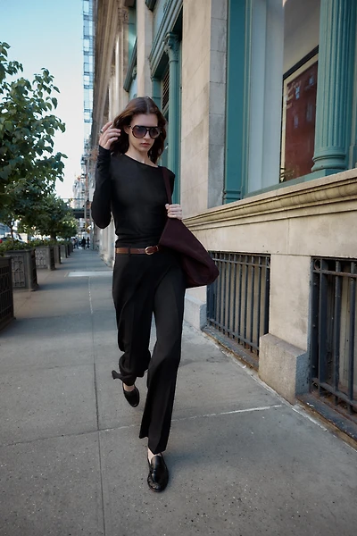 BELTED STRAIGHT LEG PANTS