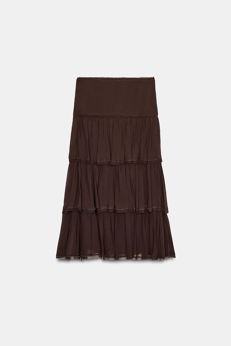 RUFFLED BEADED SKIRT ZW COLLECTION
