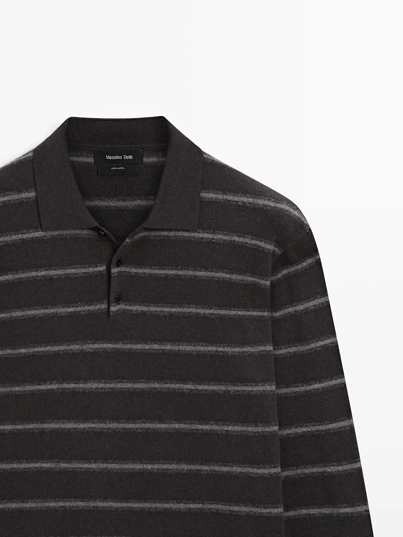 Pull polo en maille à rayures
