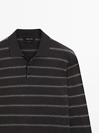 Pull polo en maille à rayures