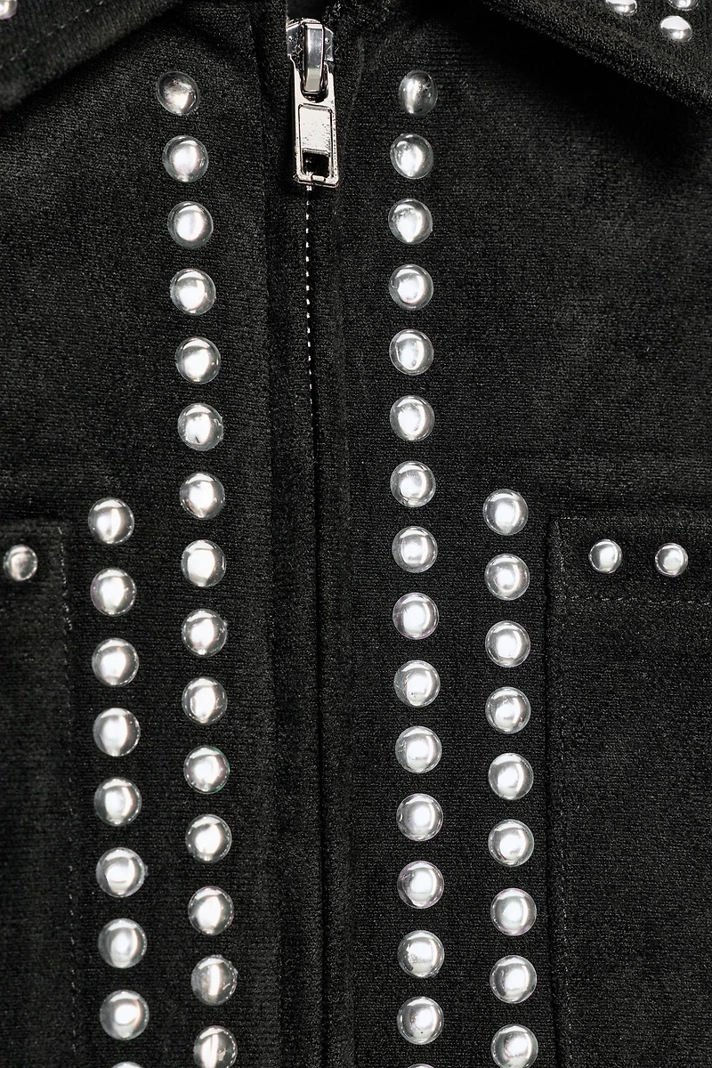 FAUX SUEDE STUDDED JACKET