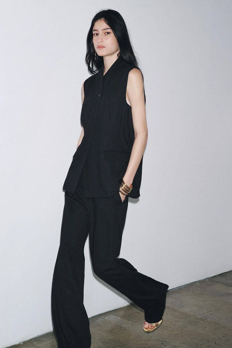 LINEN BLEND BUCKLE PANTS ZW COLLECTION