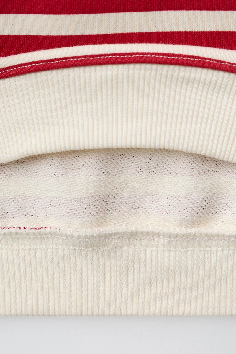 STRIPED STRAWBERRY EMBROIDERED SWEATSHIRT