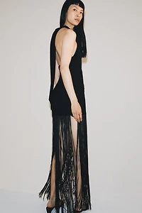 ZW COLLECTION FRINGED HALTER DRESS