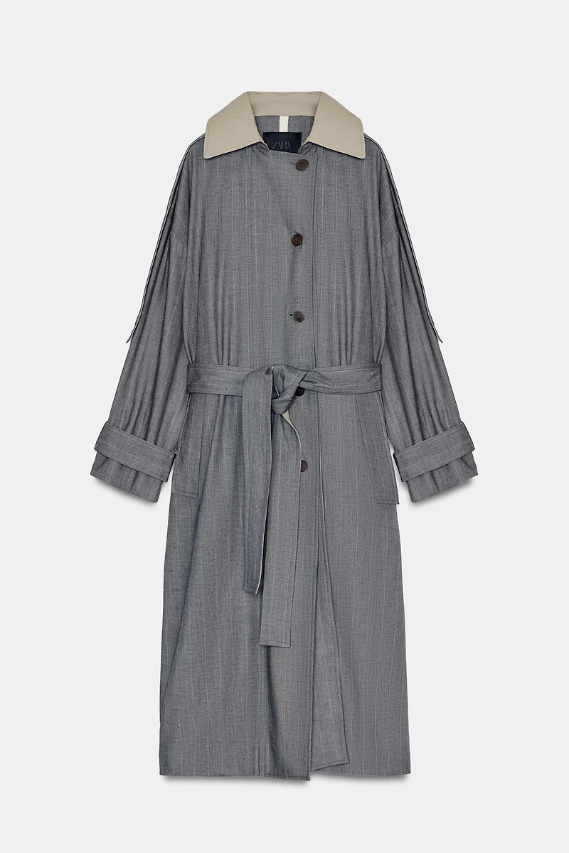 COMBINED PLAID TRENCH COAT ZW COLLECTION LIMITED EDITION