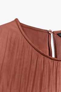 SATIN EFFECT MIDI DRESS WITH BACK RUFFLE