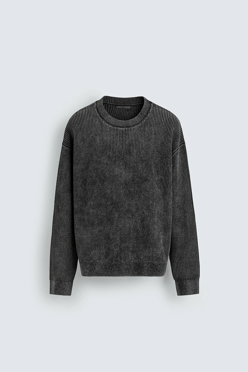 WASHED RIBBED TEXTURED JUMPER