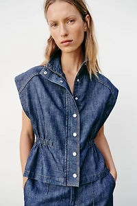 GILET AVEC TAILLE ÉLASTIQUE EN LIN