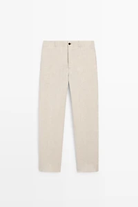 Pantalon carreaux 100 % lin