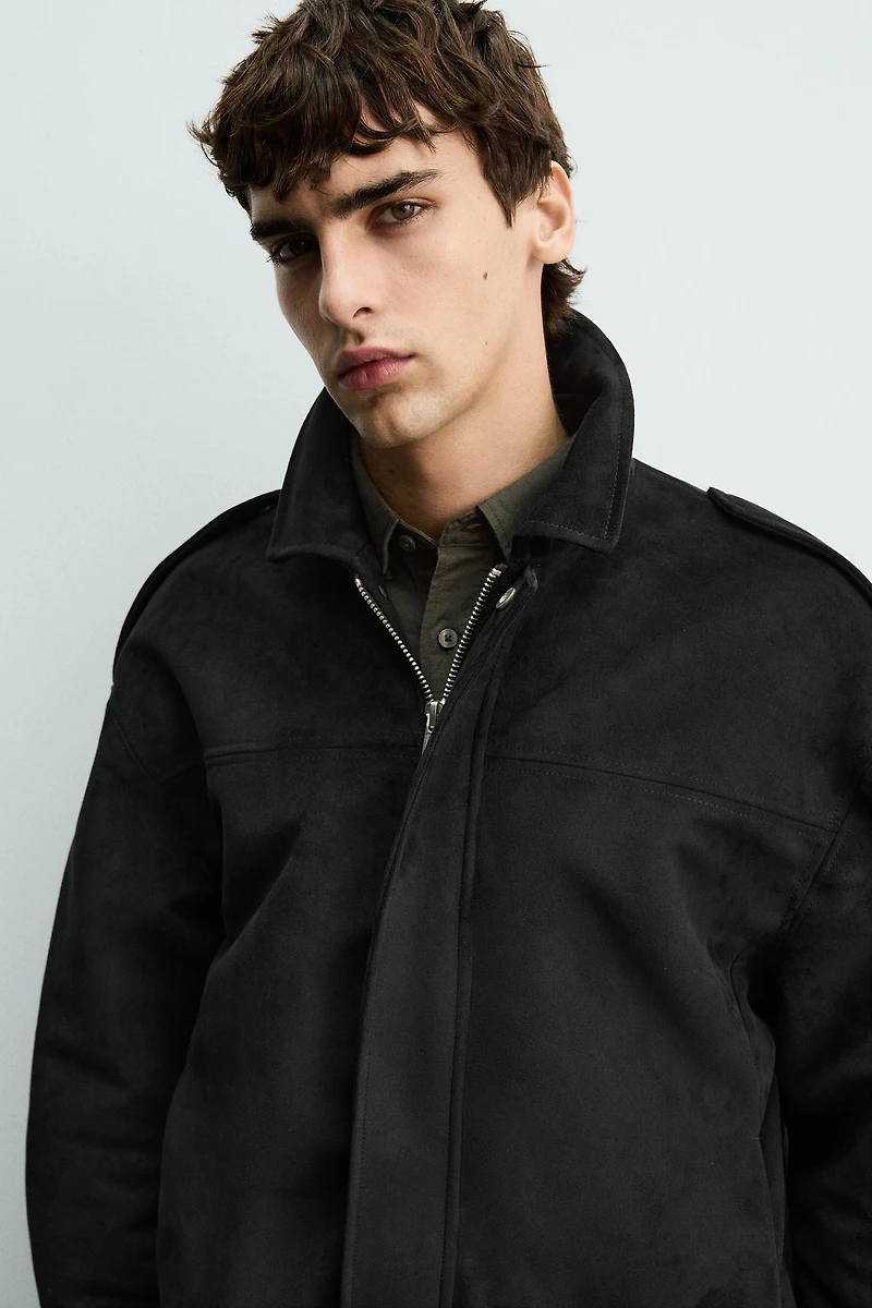 FAUX SUEDE CROPPED FIT JACKET