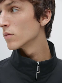 Water-repellent puffer jacket with high neck