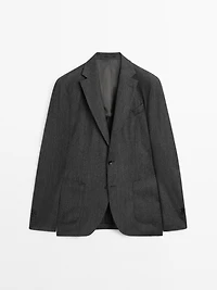 Herringbone wool blend blazer