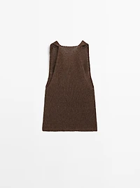 Linen blend knit halter top