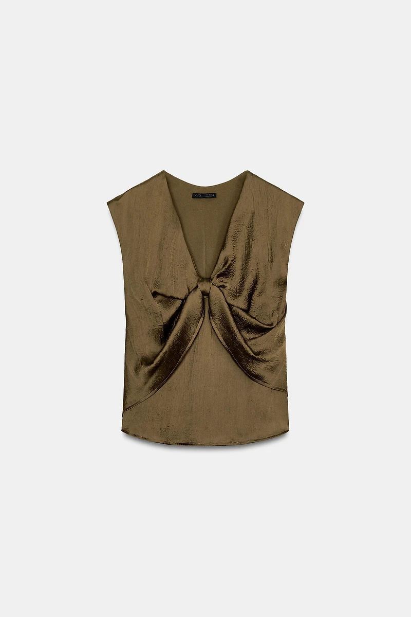 KNOTTED SATIN EFFECT TOP