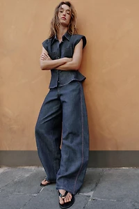 LINEN BARREL PANTS