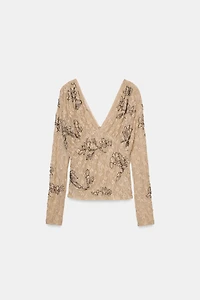 BEADED EMBROIDERED TOP