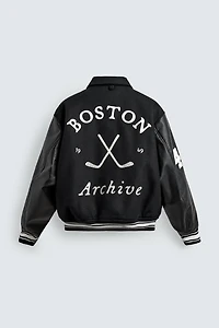 COMBINATION EMBROIDERED BOMBER JACKET