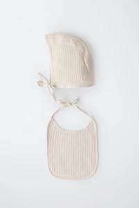 STRUCTURED BONNET AND BIB SET