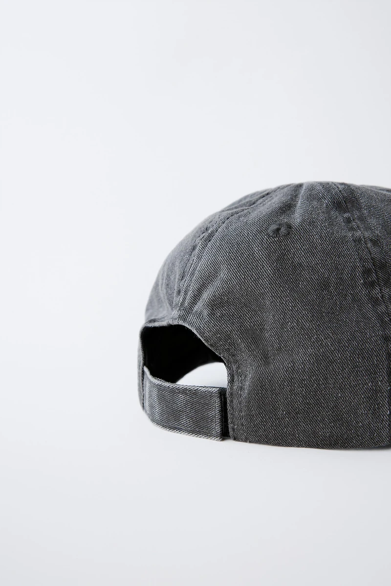 WASHED EFFECT CAP WITH CHERRY EMBROIDERY