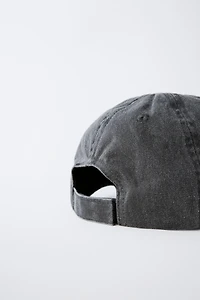 WASHED EFFECT CAP WITH CHERRY EMBROIDERY