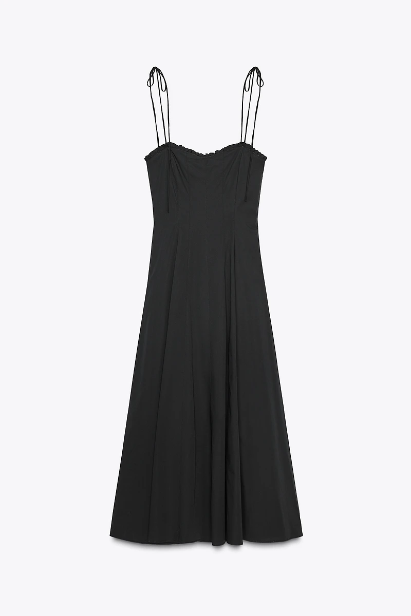RUFFLED POPLIN MIDI DRESS
