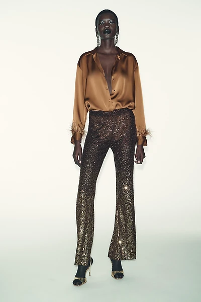 LEGGING FLARE EN VELOURS ET PAILLETTES