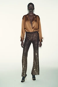 LEGGING FLARE EN VELOURS ET PAILLETTES