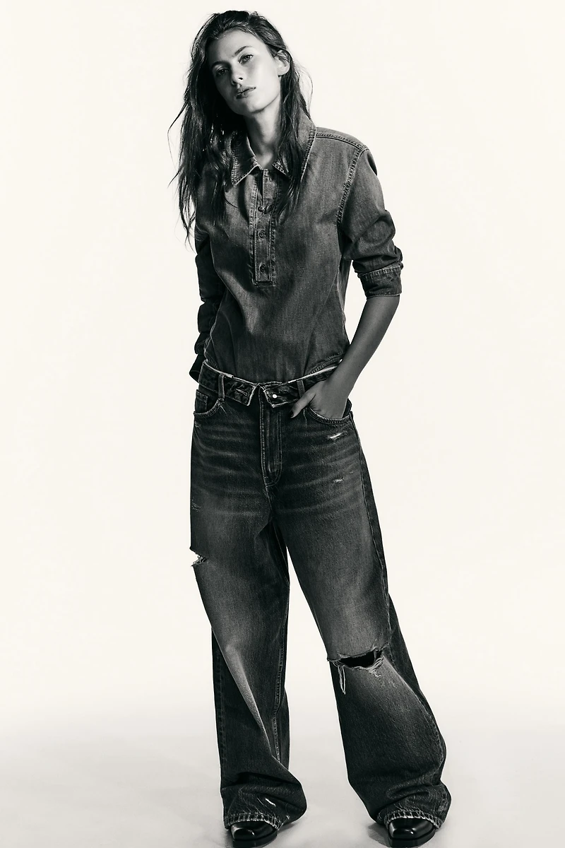 TRF MID-RISE FOLD-OVER WAISTBAND JEANS