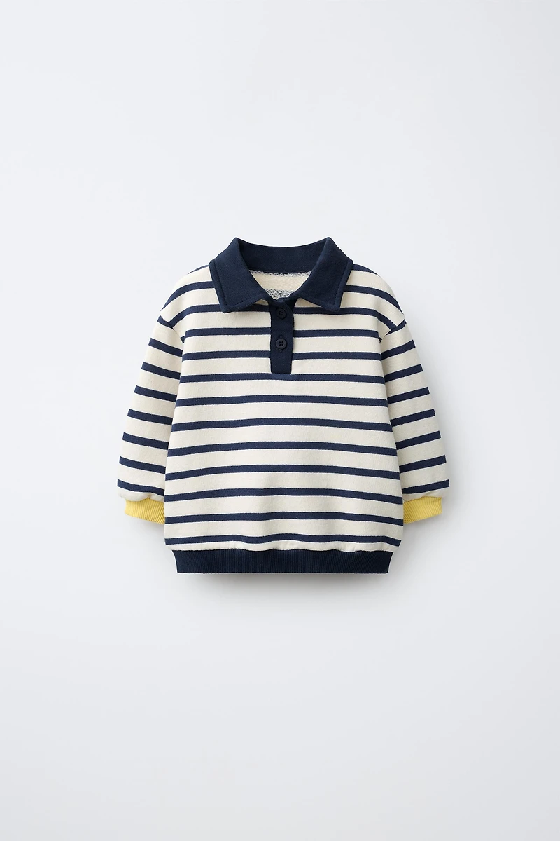 STRIPED POLO SWEATSHIRT
