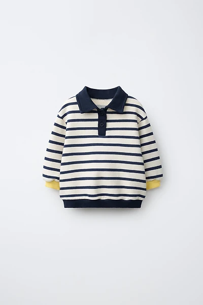 STRIPED POLO SWEATSHIRT