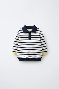 STRIPED POLO SWEATSHIRT