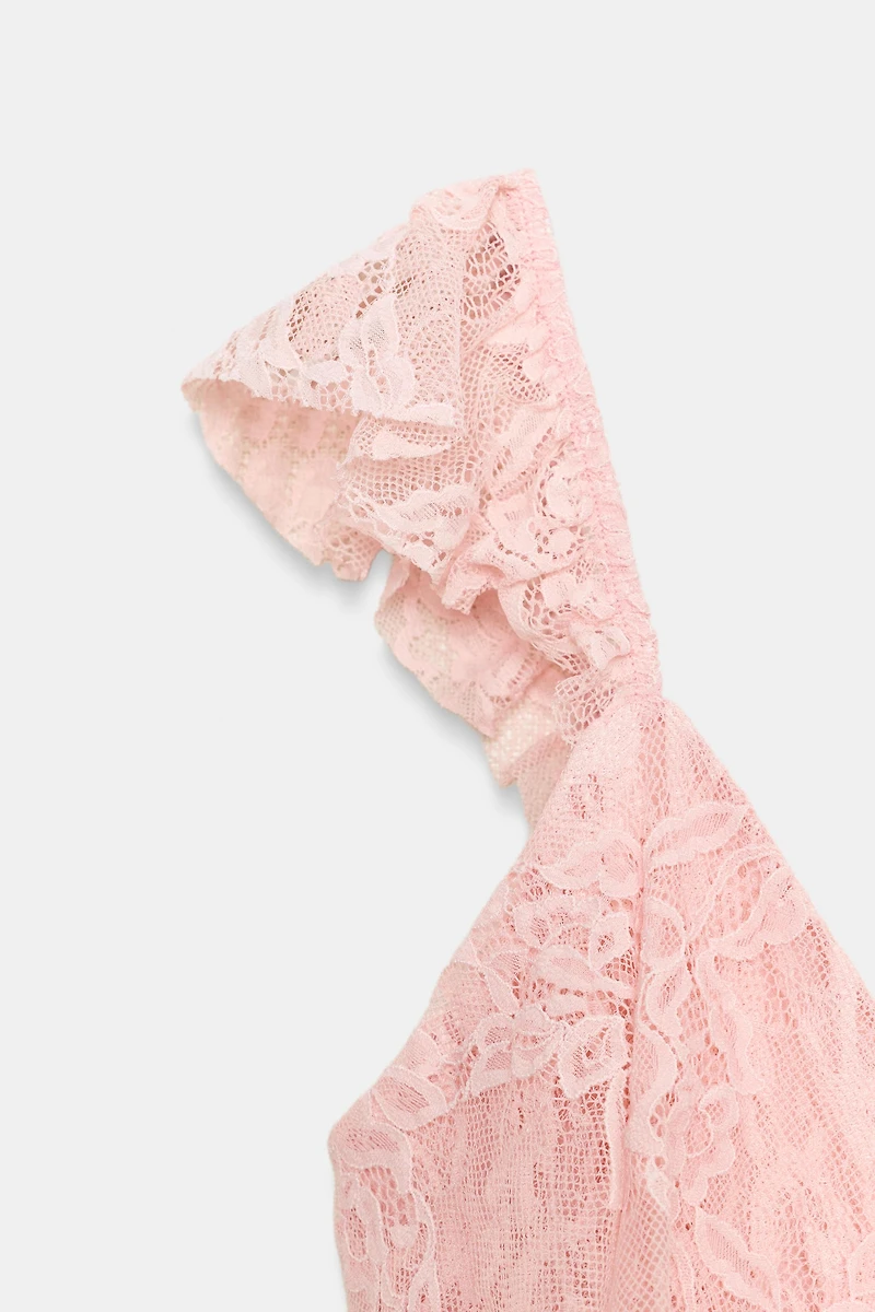 RUFFLED LACE DRESS