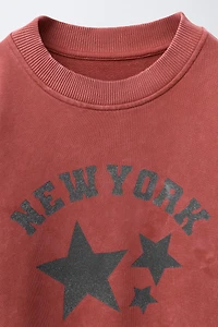 WASHED EFFECT SWEATSHIRT WITH SHINE STARS