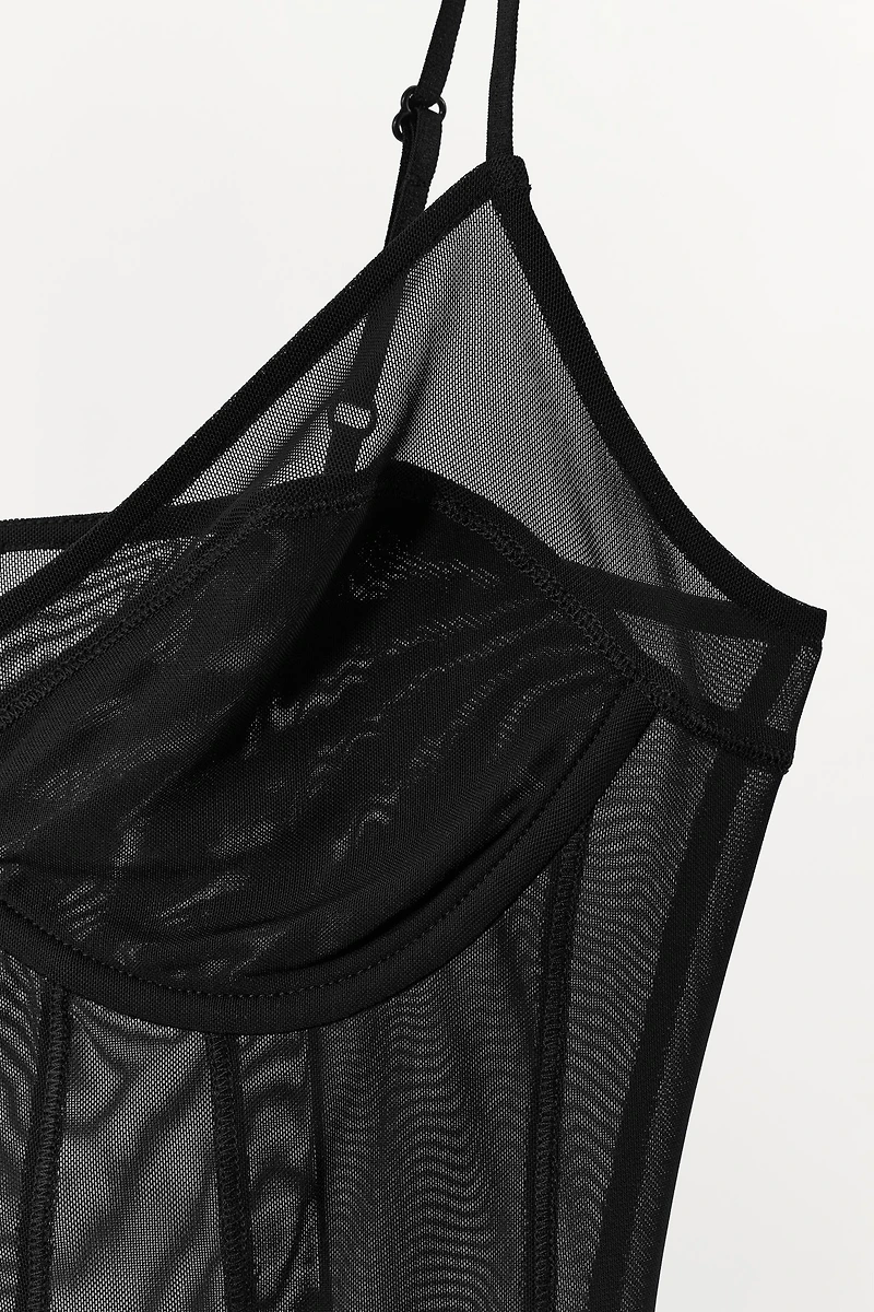 UNDERWIRED TULLE LINGERIE STYLE TOP