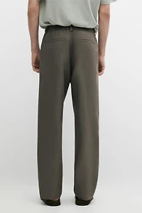 100% linen straight-leg trousers